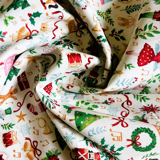 Makower Nutcracker Christmas Collection - Fairytale Fabric, cream