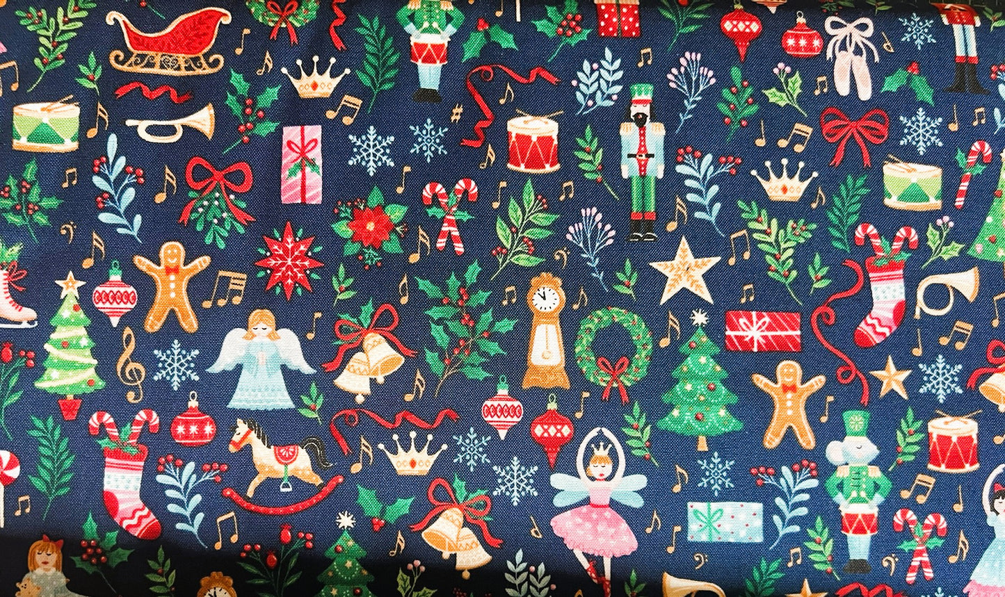 Makower Nutcracker Christmas Collection - Fairytale Fabric, blue
