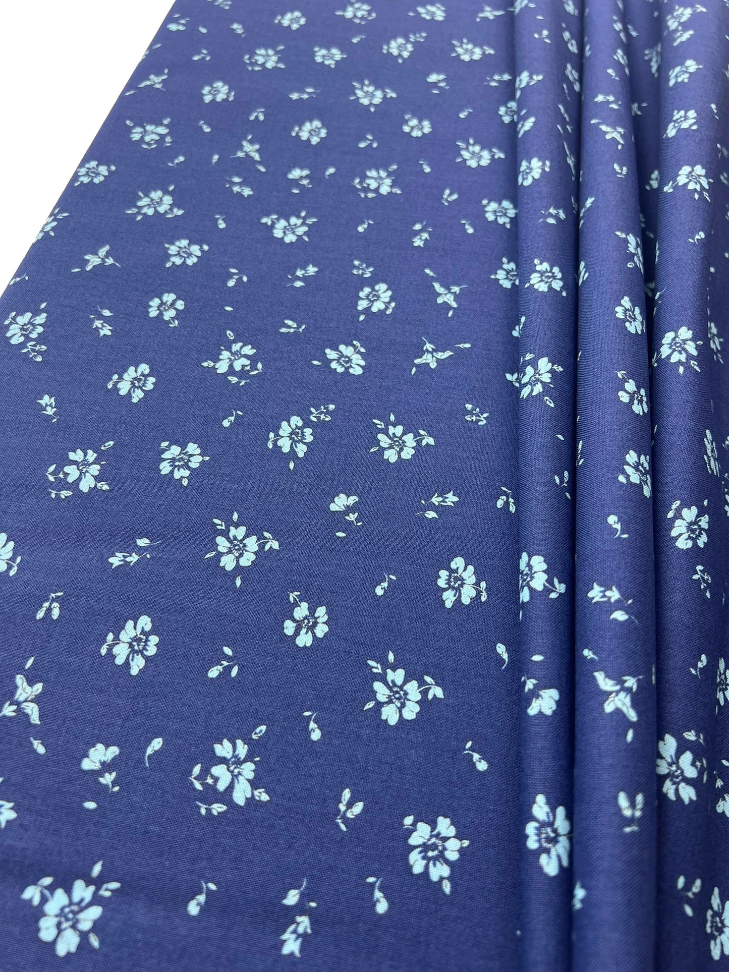 Liberty Fabric Flower Show Midnight Garden - Field Rose blue