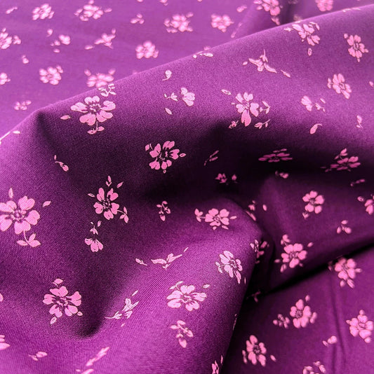 Liberty Fabric Flower Show Midnight Garden - Field Rose burgundy