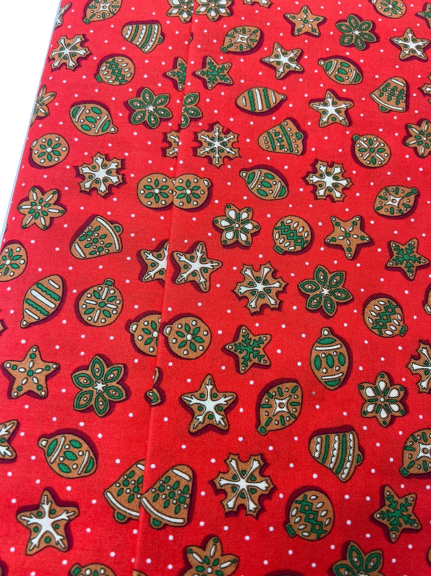 Liberty Christmas Fabric - Festive Xmas Gingerbread Delight red