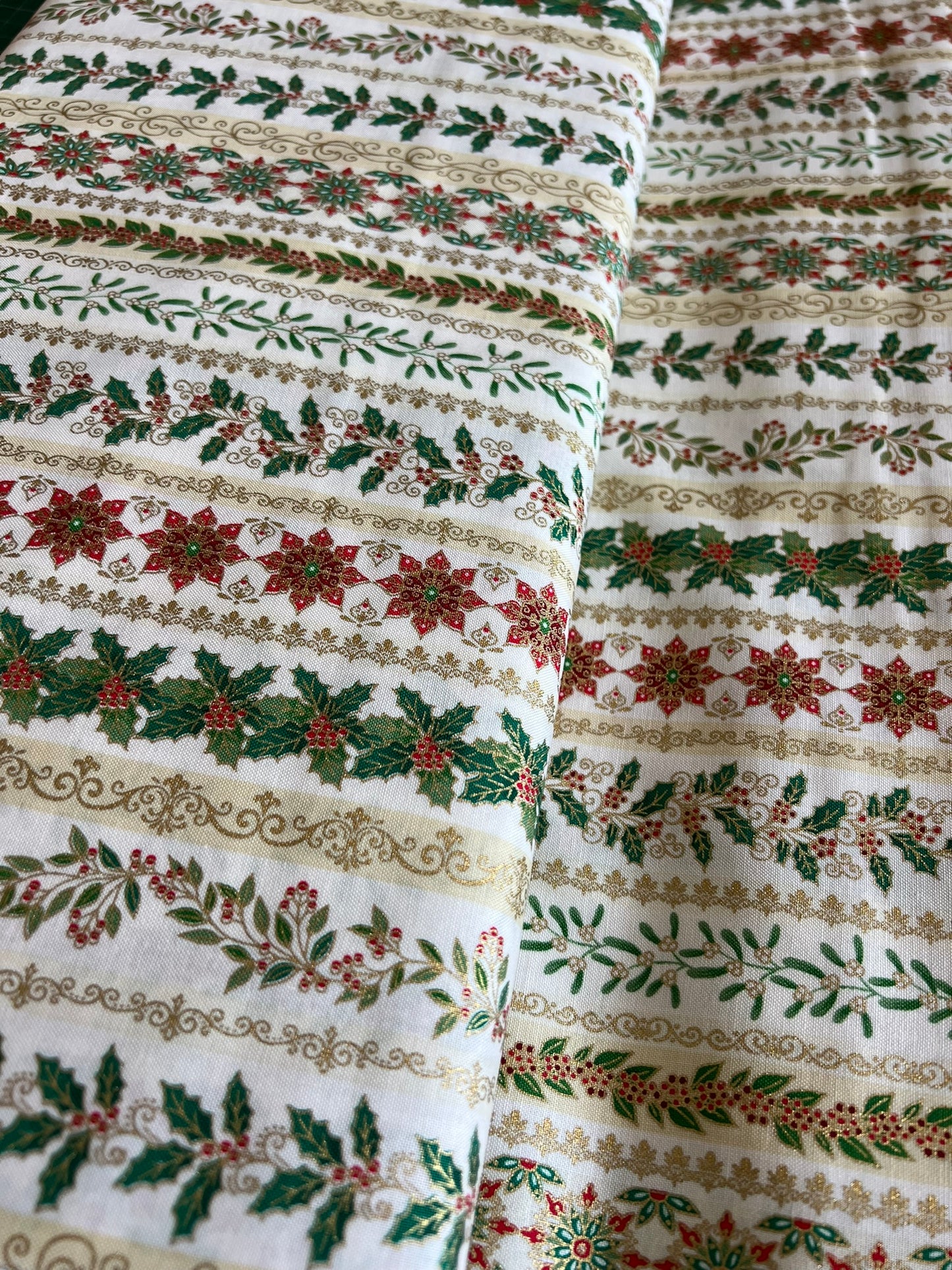 Makower Adorn Christmas Collection - Garland Stripe, cream