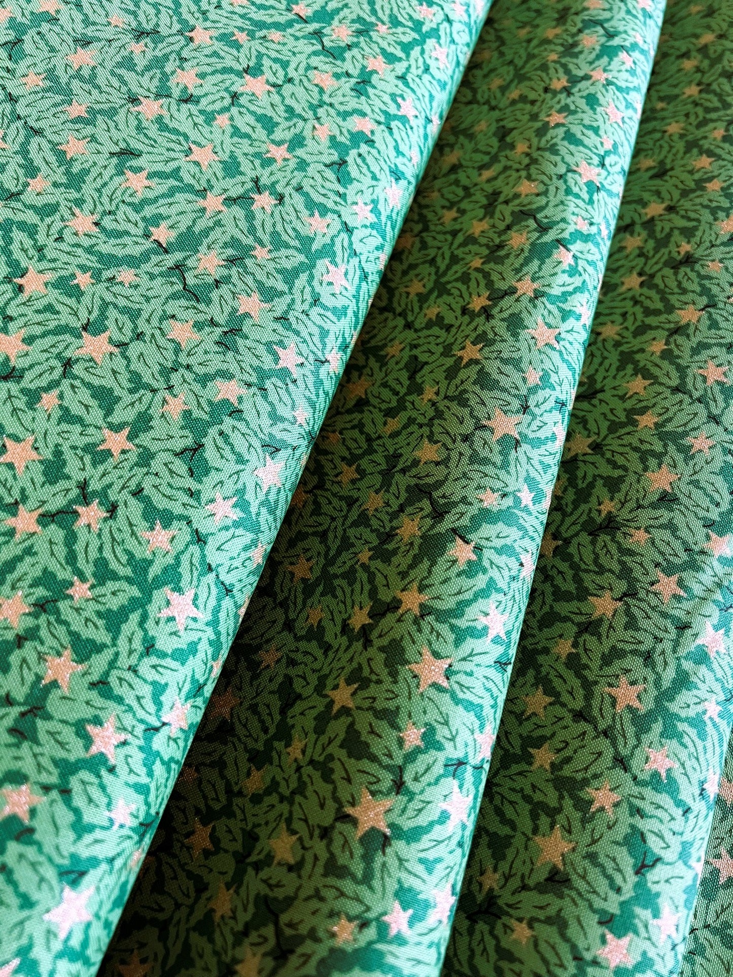 Liberty Christmas Fabric - Festive Magic Collection, Holly Sparkle C