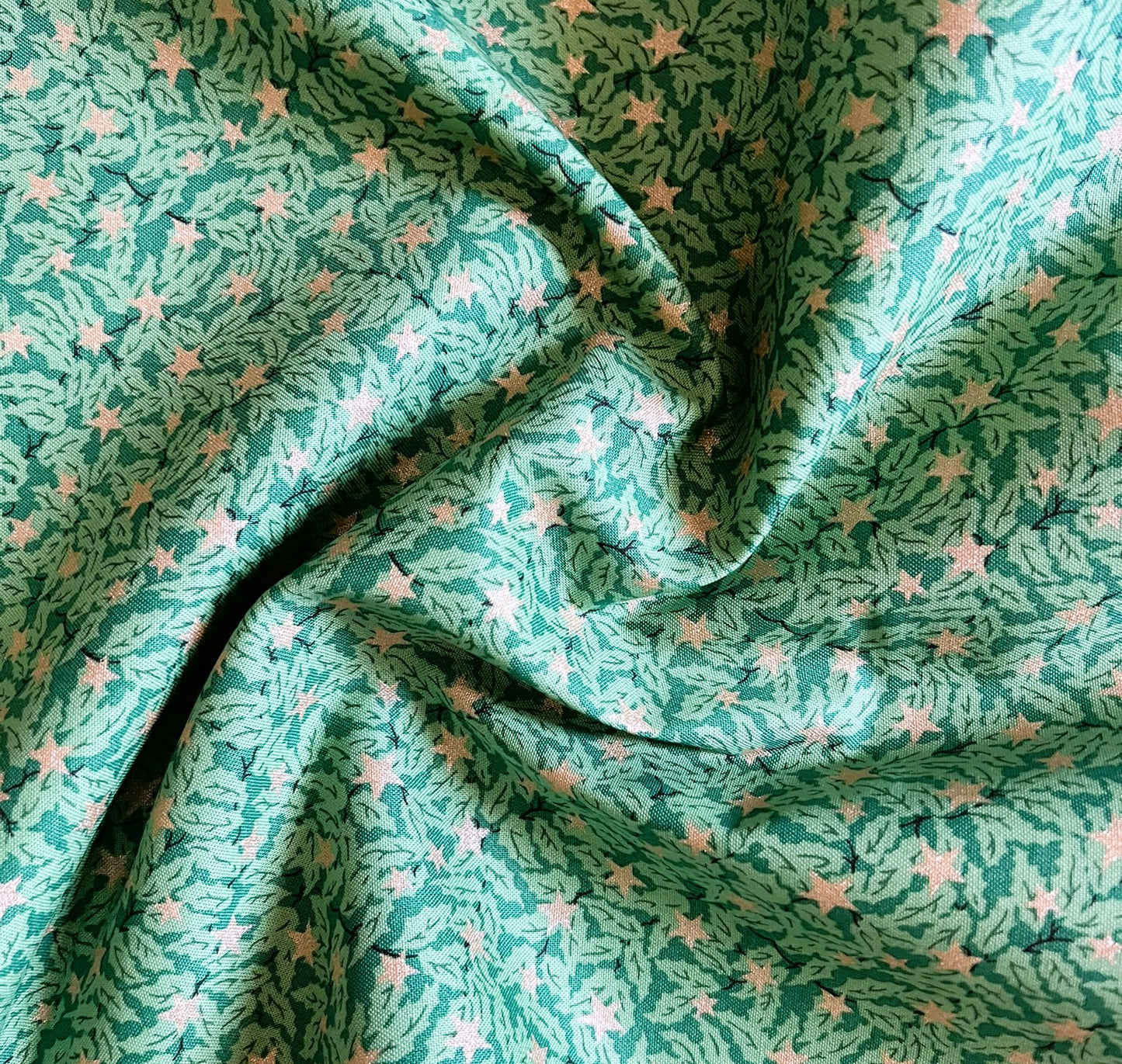 Liberty Christmas Fabric - Festive Magic Collection, Holly Sparkle C