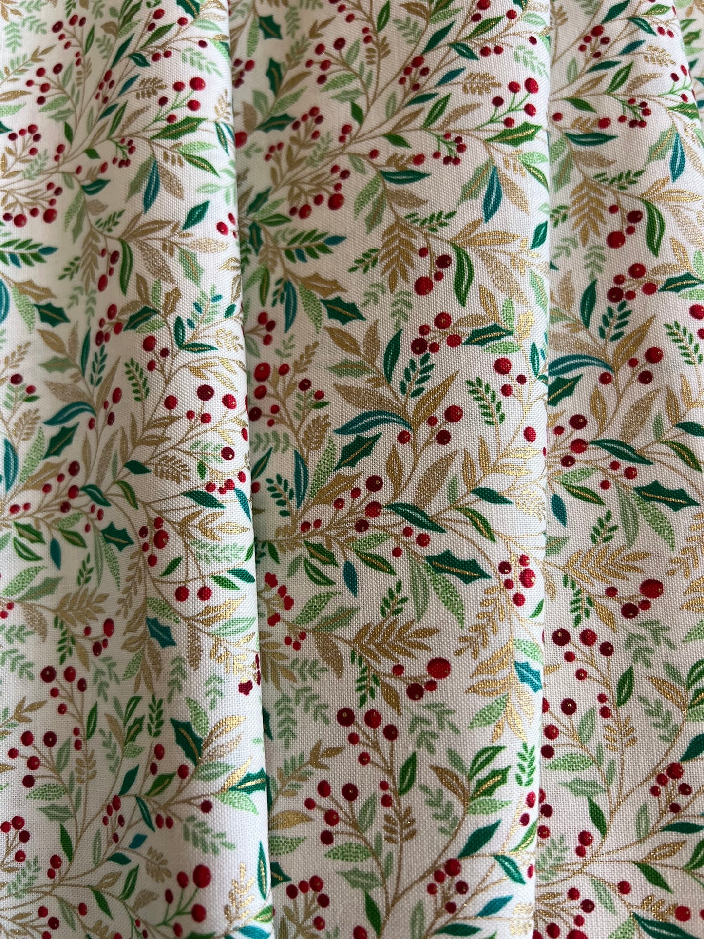 Makower Adorn Christmas Collection - Holly, cream