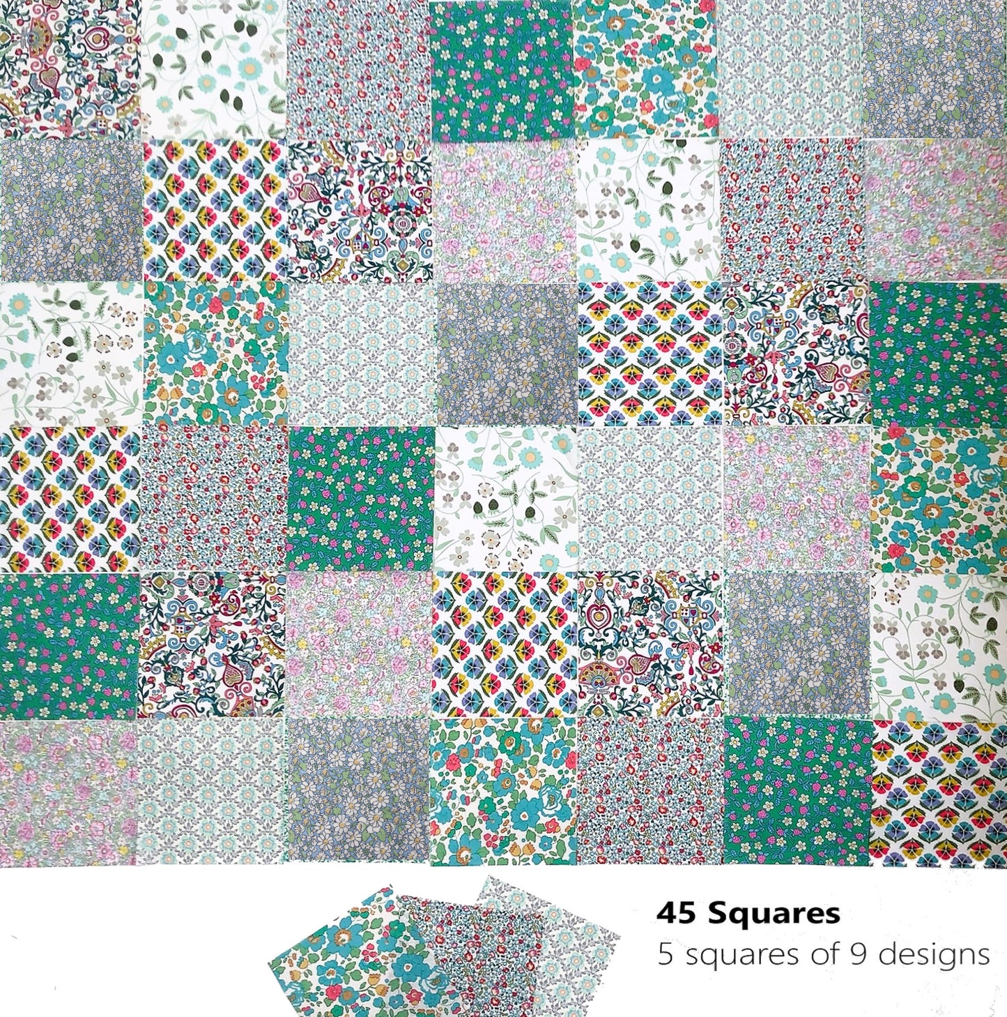 45 Liberty Fabric Precut 5inch Squares - Pale Green