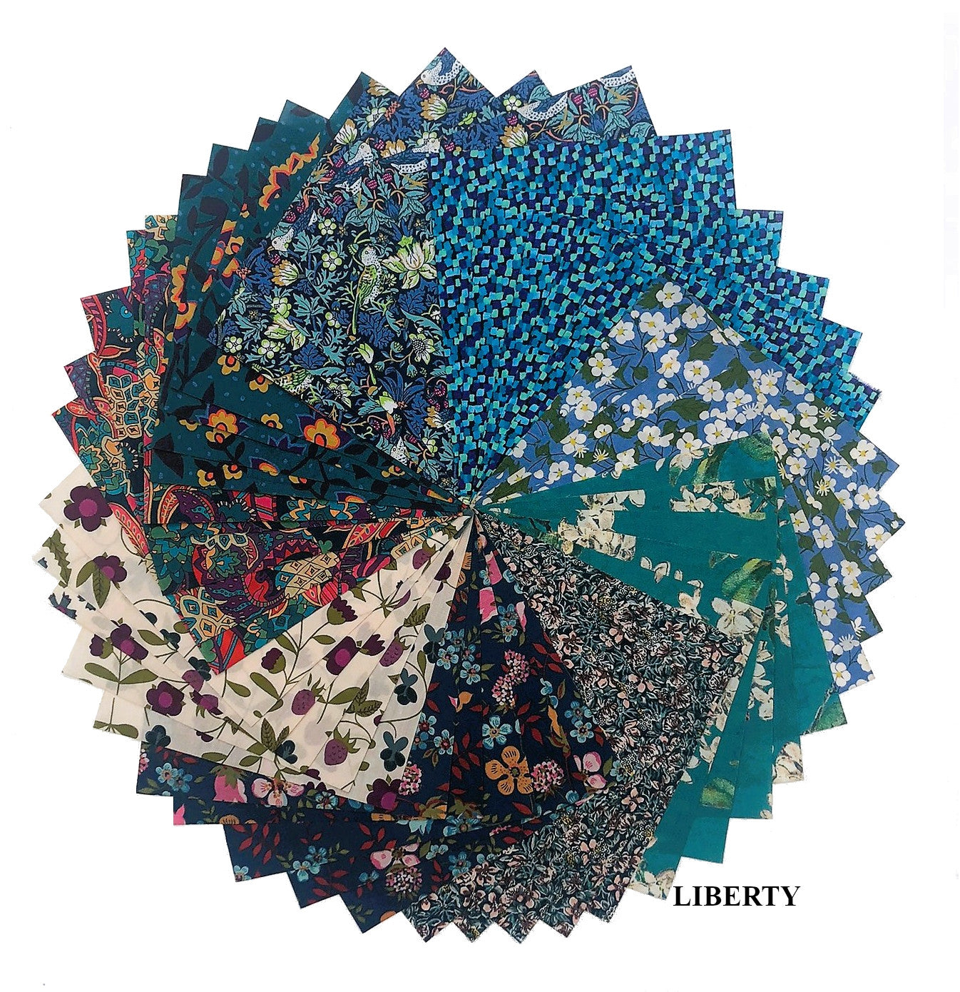 45 Liberty Fabric Precut 5inch Squares - Teal