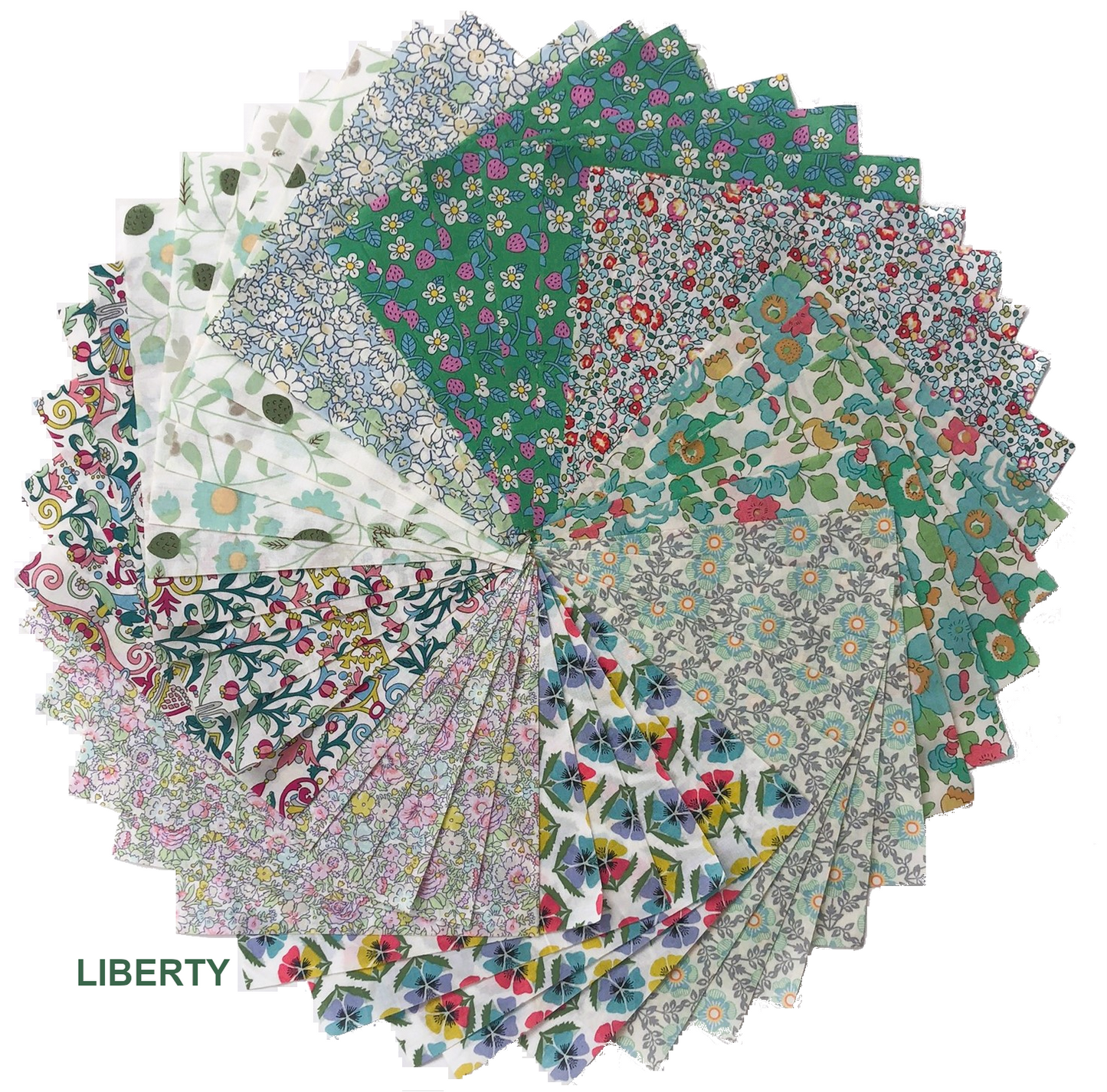 45 Liberty Fabric Precut 5inch Squares - Pale Green