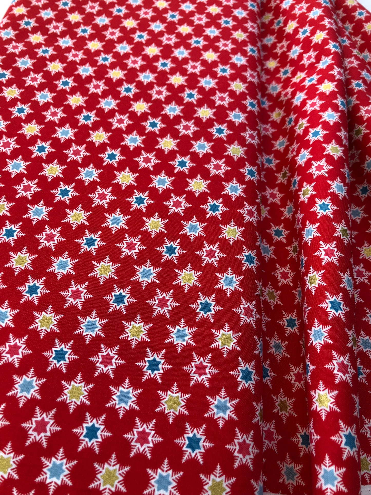 Liberty Christmas Fabric - Forest Star Red Fabric