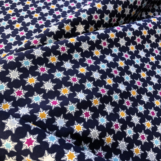 Liberty Christmas Fabric - Forest Star Blue Fabric