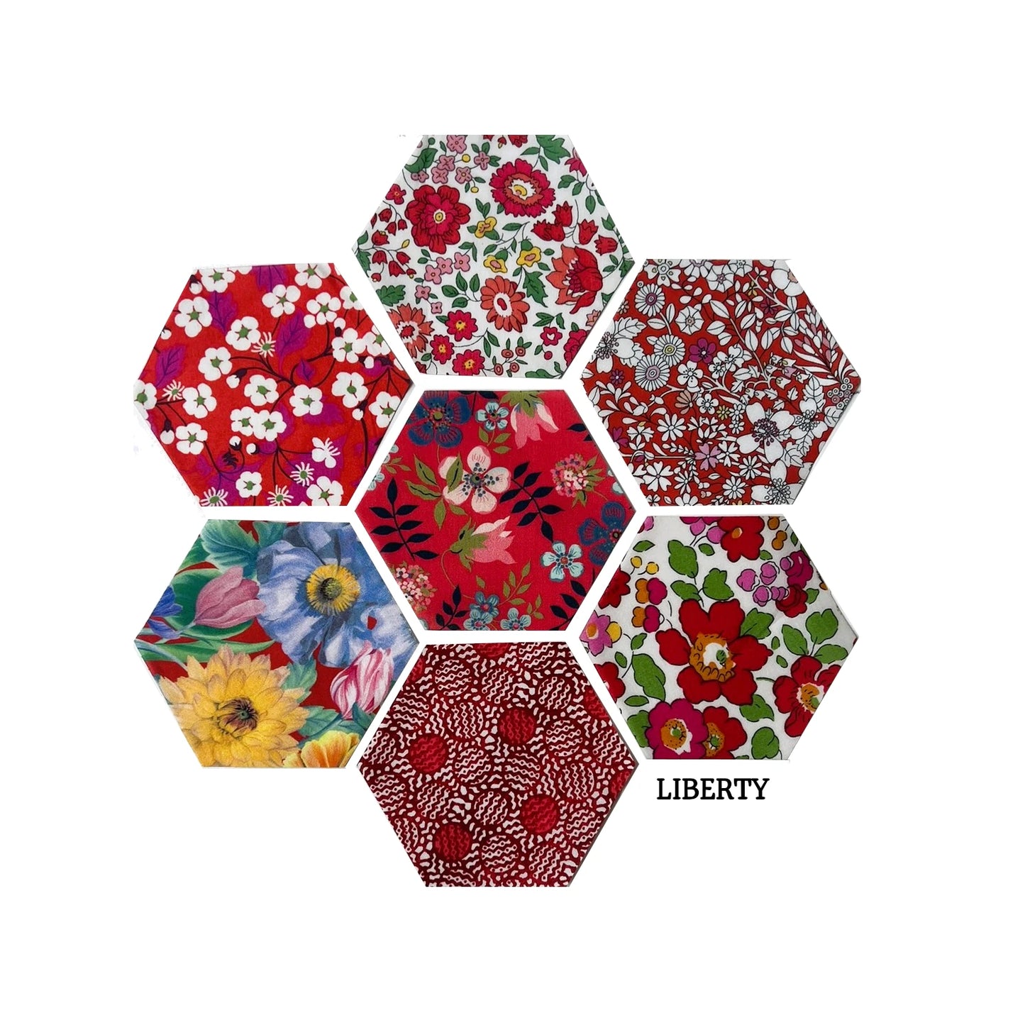 49 Liberty Lawn Paper Piecing Precut Hexagons  - Red