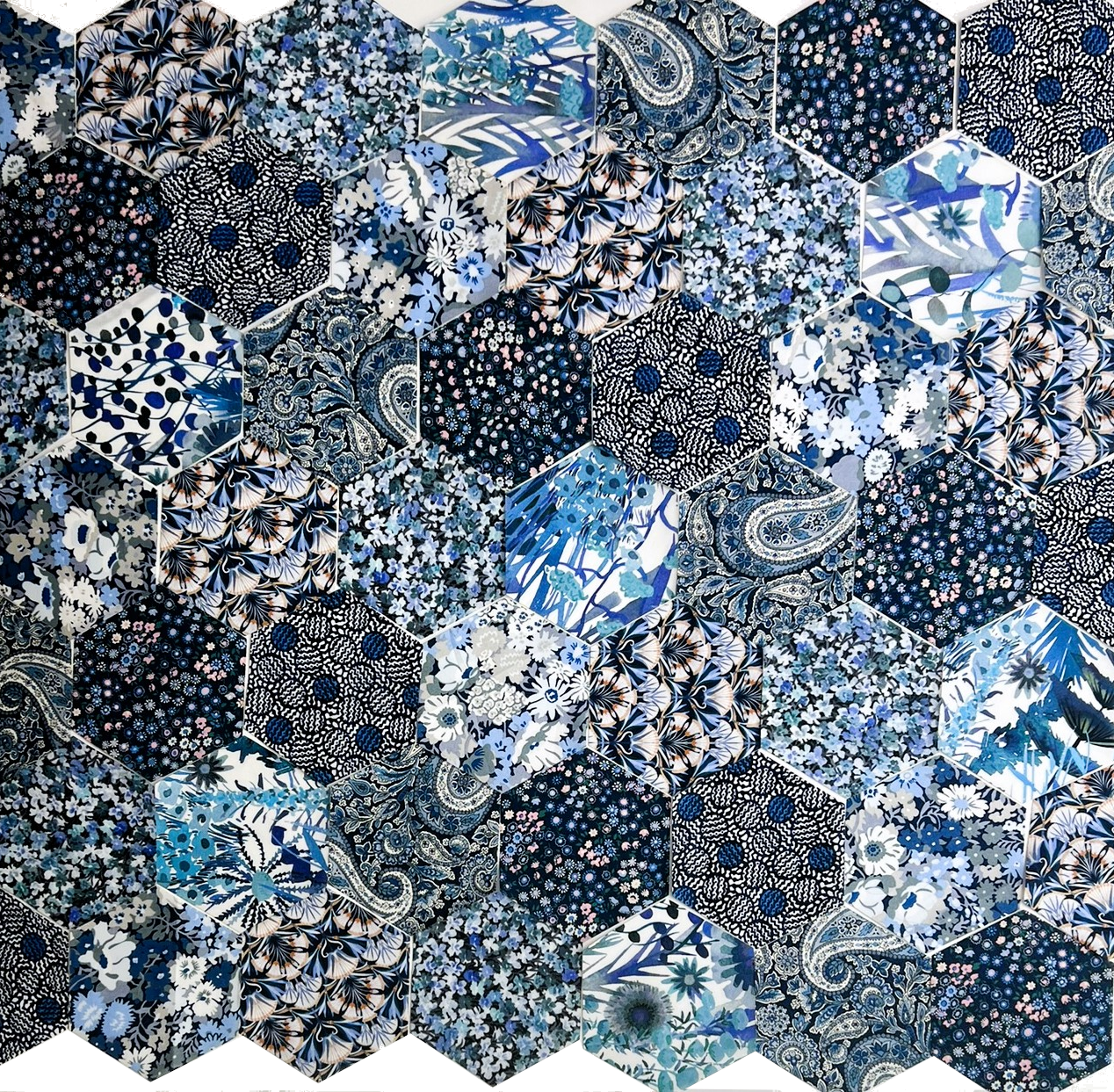 49 Liberty Lawn Paper Piecing Precut Hexagons  - Blues