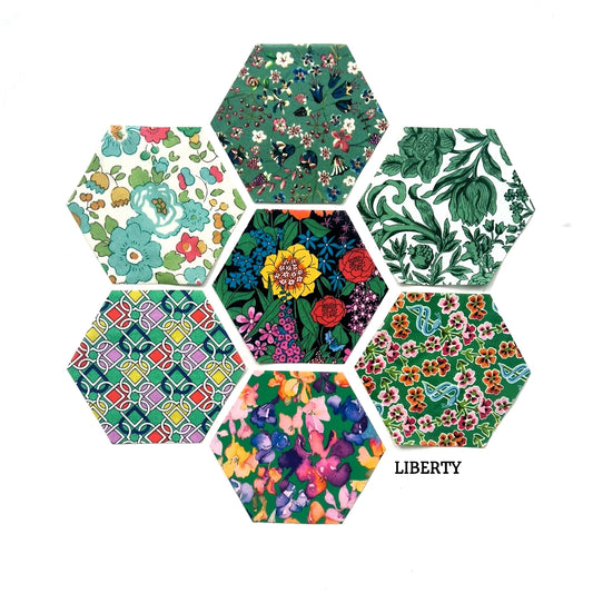 49 Liberty Lawn Paper Piecing Precut Hexagons  - Green