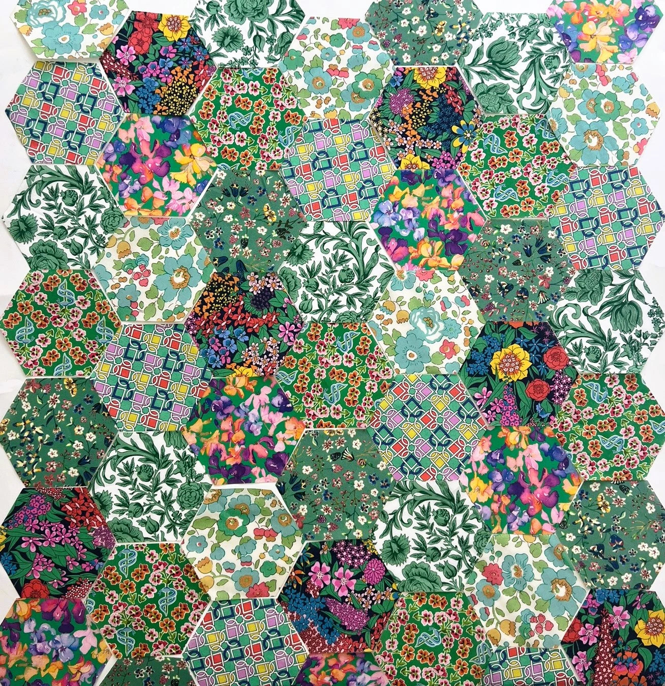 49 Liberty Lawn Paper Piecing Precut Hexagons  - Green