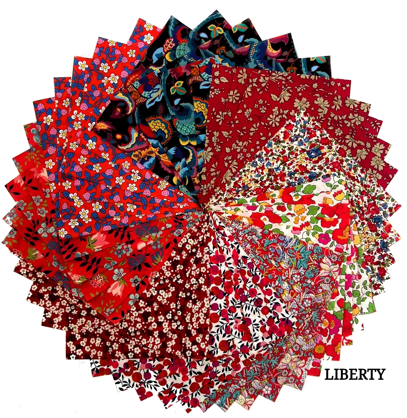 45 Liberty Fabric Precut 5inch  Squares - Red