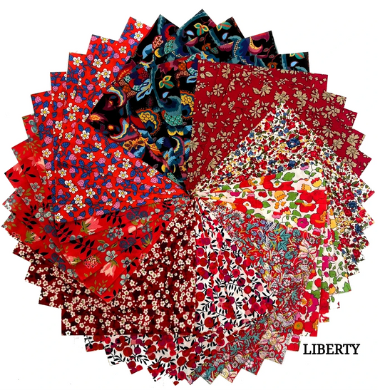 45 Liberty Fabric Precut 5inch  Squares - Red