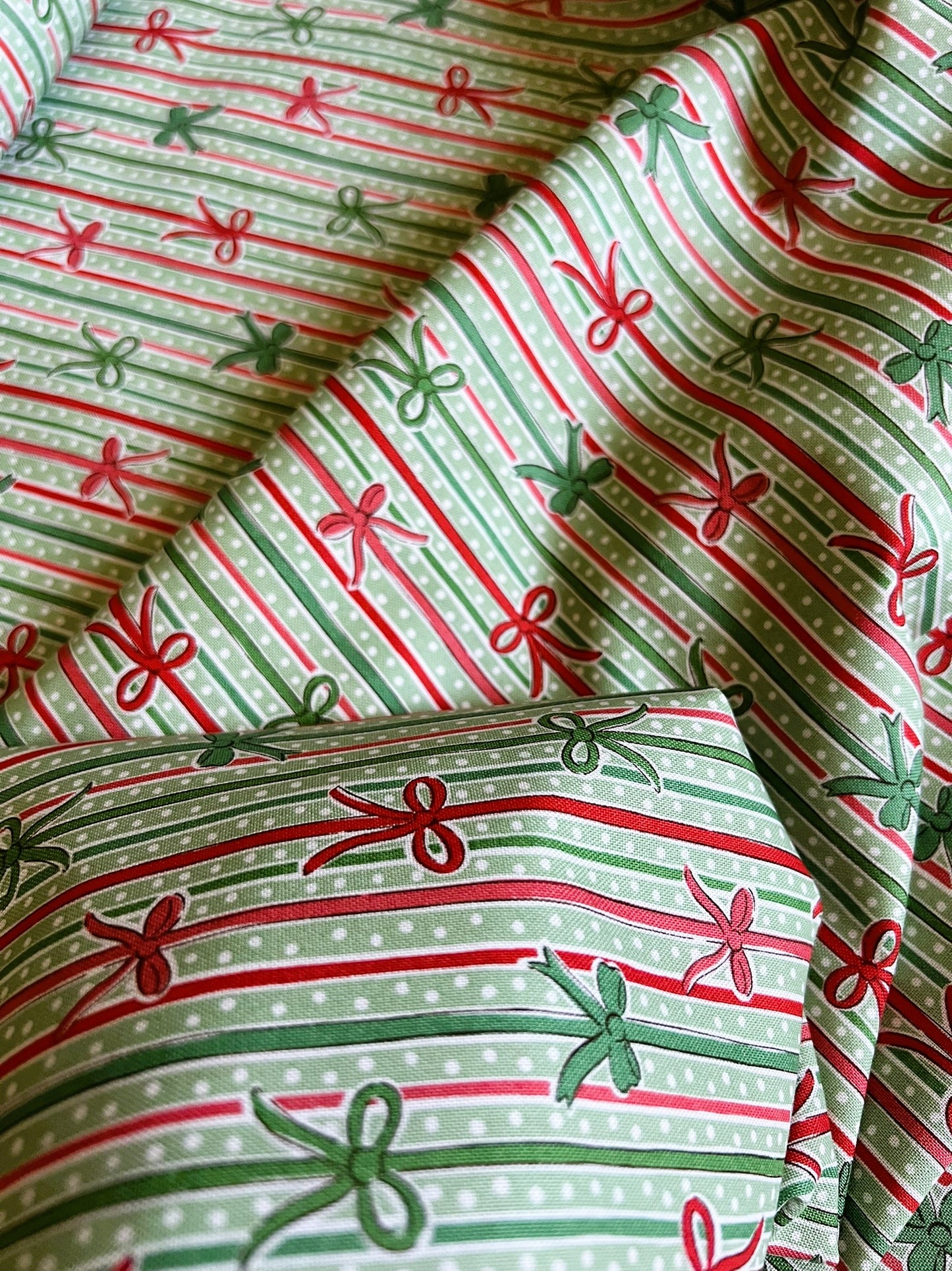 Liberty Christmas Fabric - Festive Magic Collection, Ribbon Stripe C