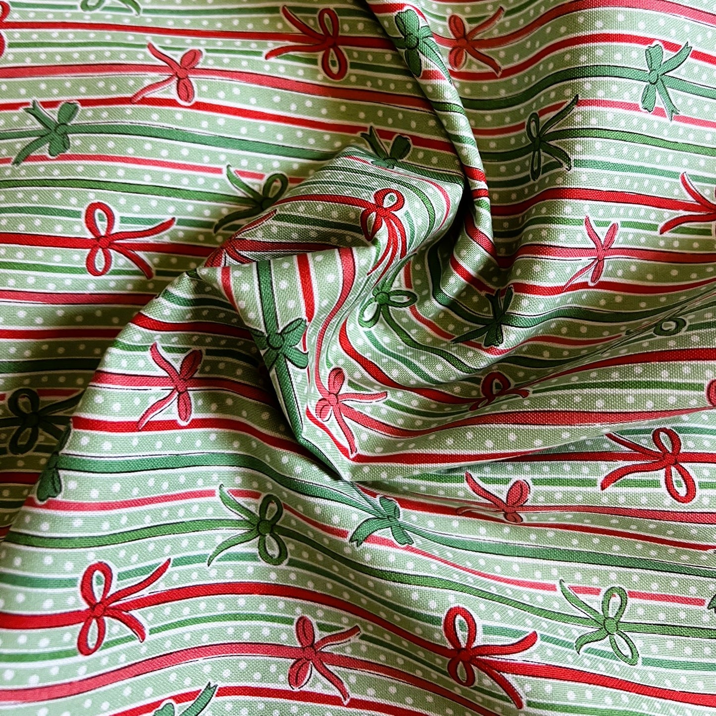 Liberty Christmas Fabric - Festive Magic Collection, Ribbon Stripe C
