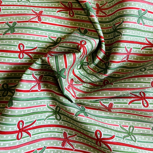 Liberty Christmas Fabric - Festive Magic Collection, Ribbon Stripe C