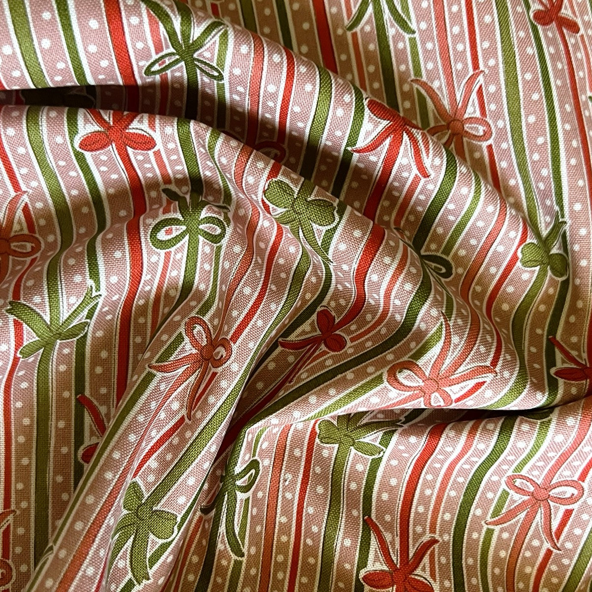 Liberty Christmas Fabric - Festive Magic Collection, Ribbon Stripe D