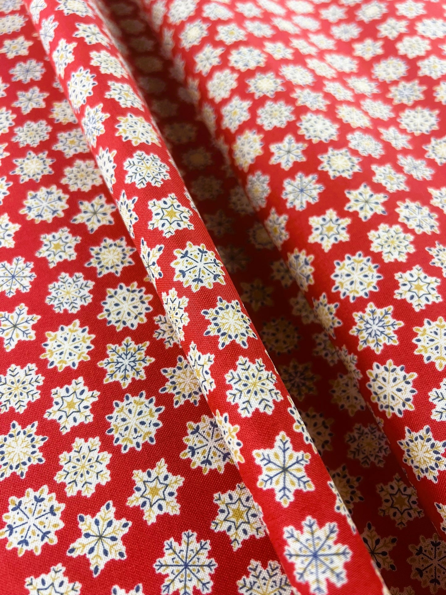 Liberty Christmas Fabric - Festive Greetings Collection Snow Season red
