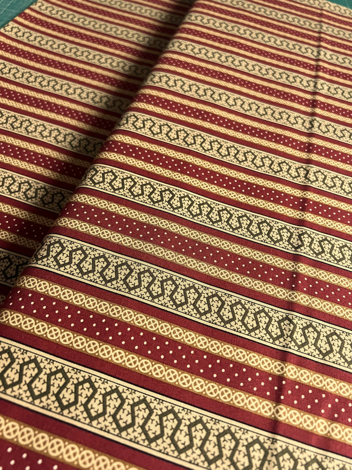Makower Madison Manor - Thorn Stripe red