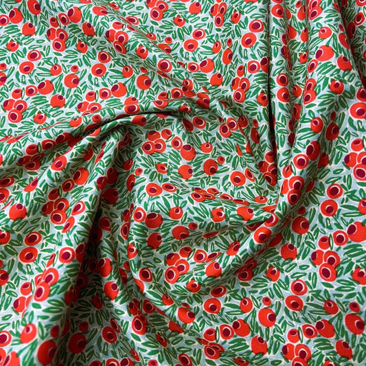 Liberty Christmas Fabric - Festive Xmas Yew Berries