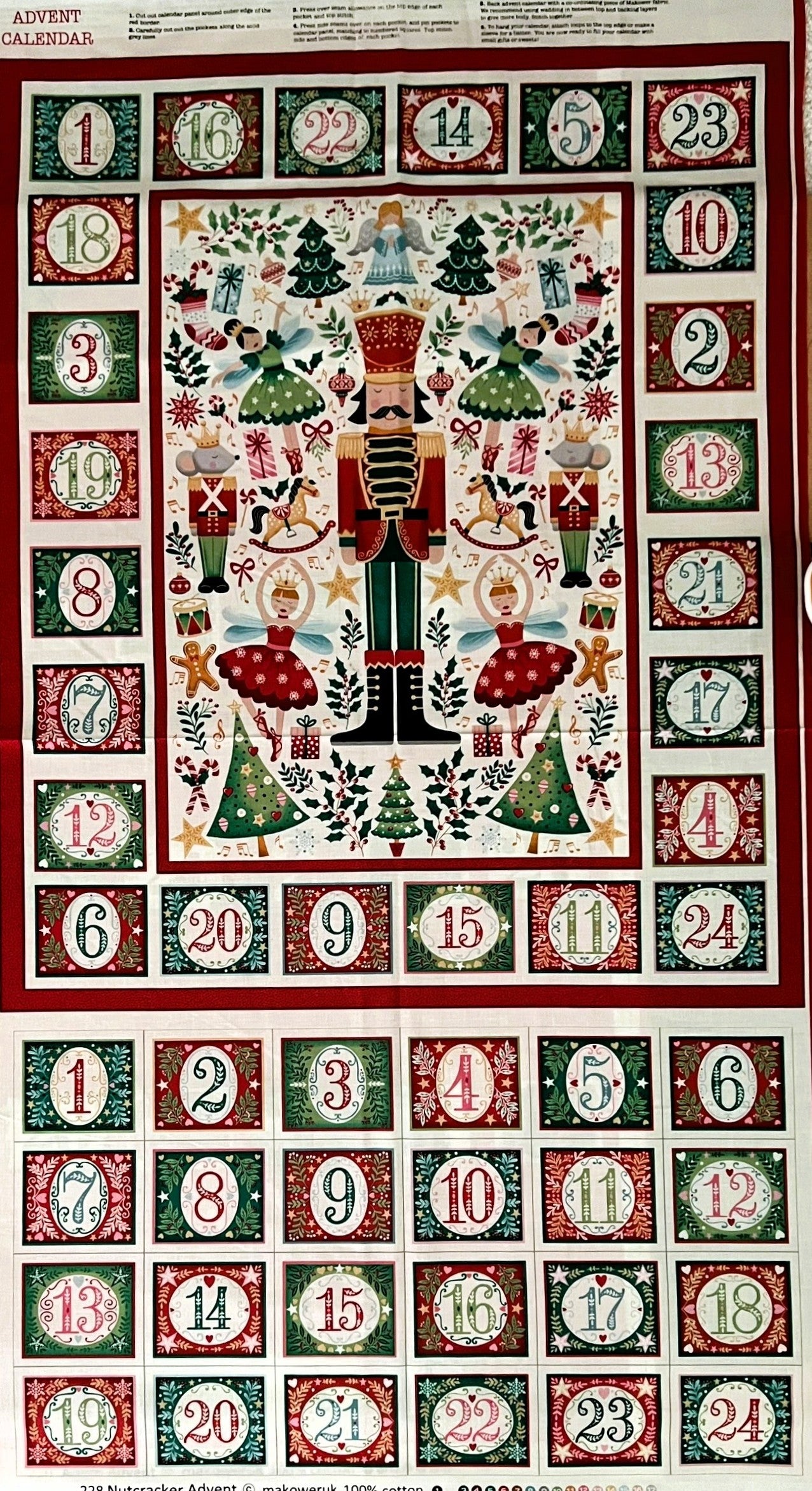 DIY Advent Calendar Makower Nutcracker Christmas wall decor sewing panel
