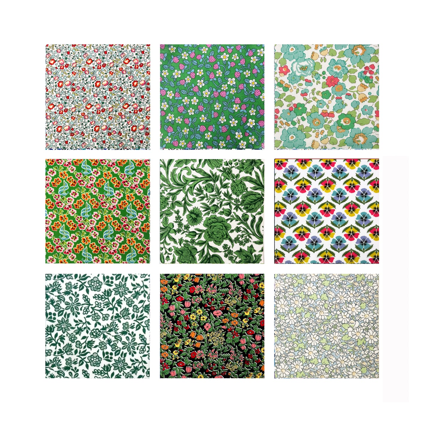 45 Liberty Fabric Precut 5inch Squares - Green