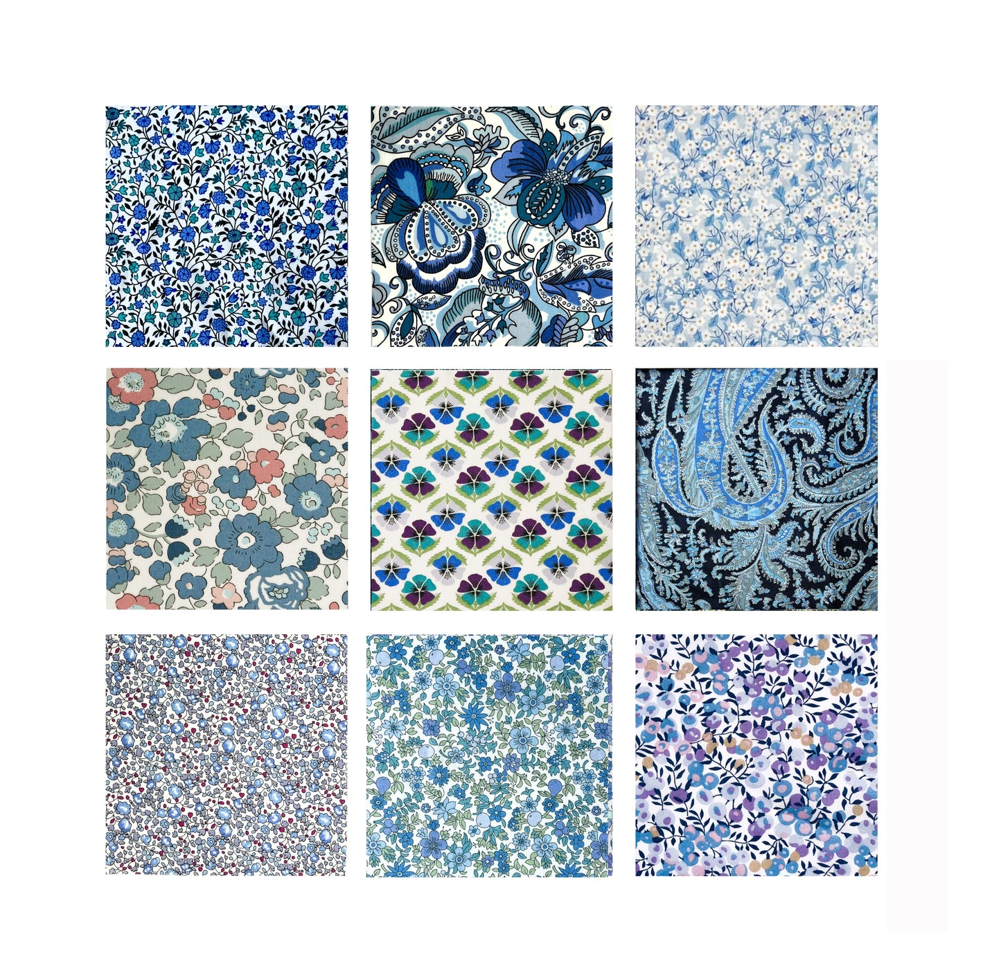 45 Liberty Fabric Precut 5inch Squares - Pale Blue