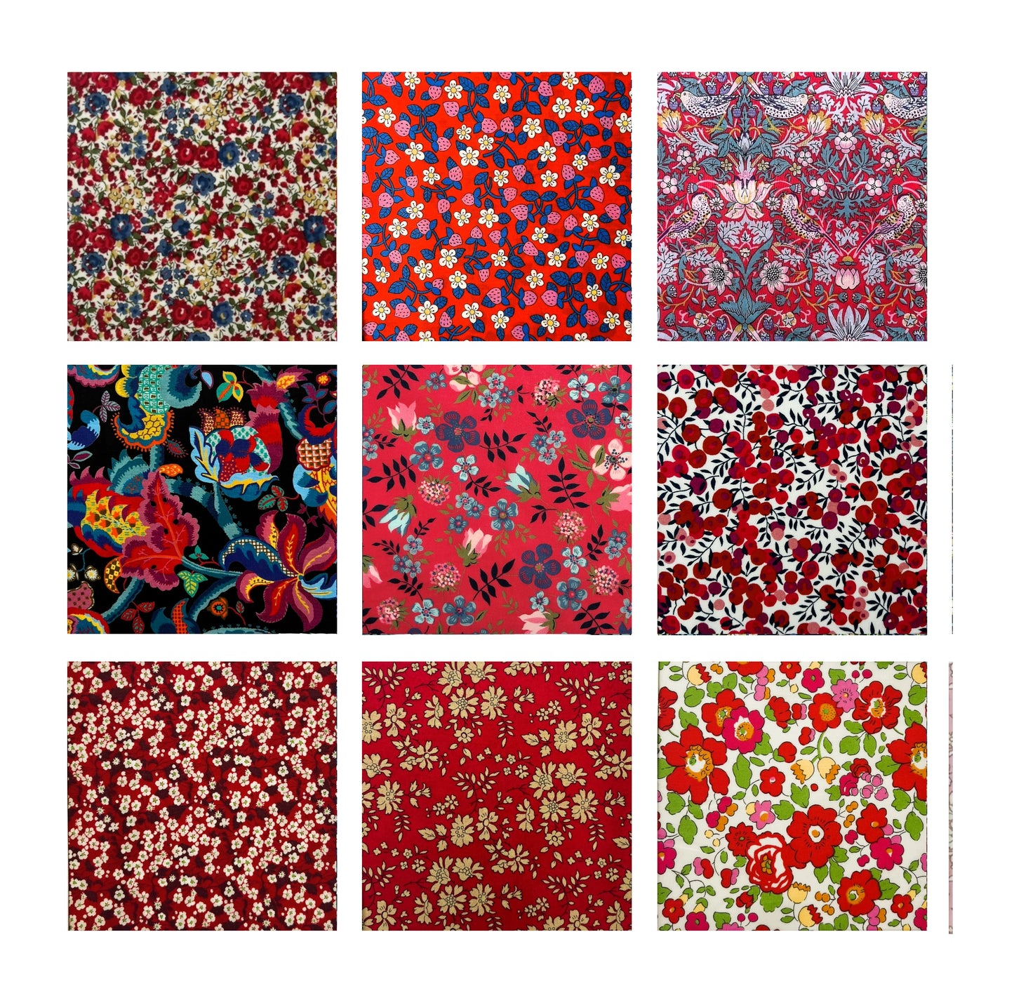 45 Liberty Fabric Precut 5inch  Squares - Red