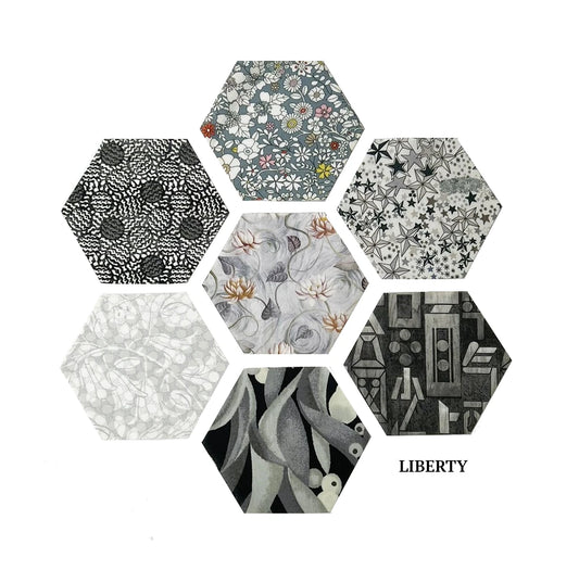 49 Liberty Lawn Paper Piecing Precut Hexagons  - Greys