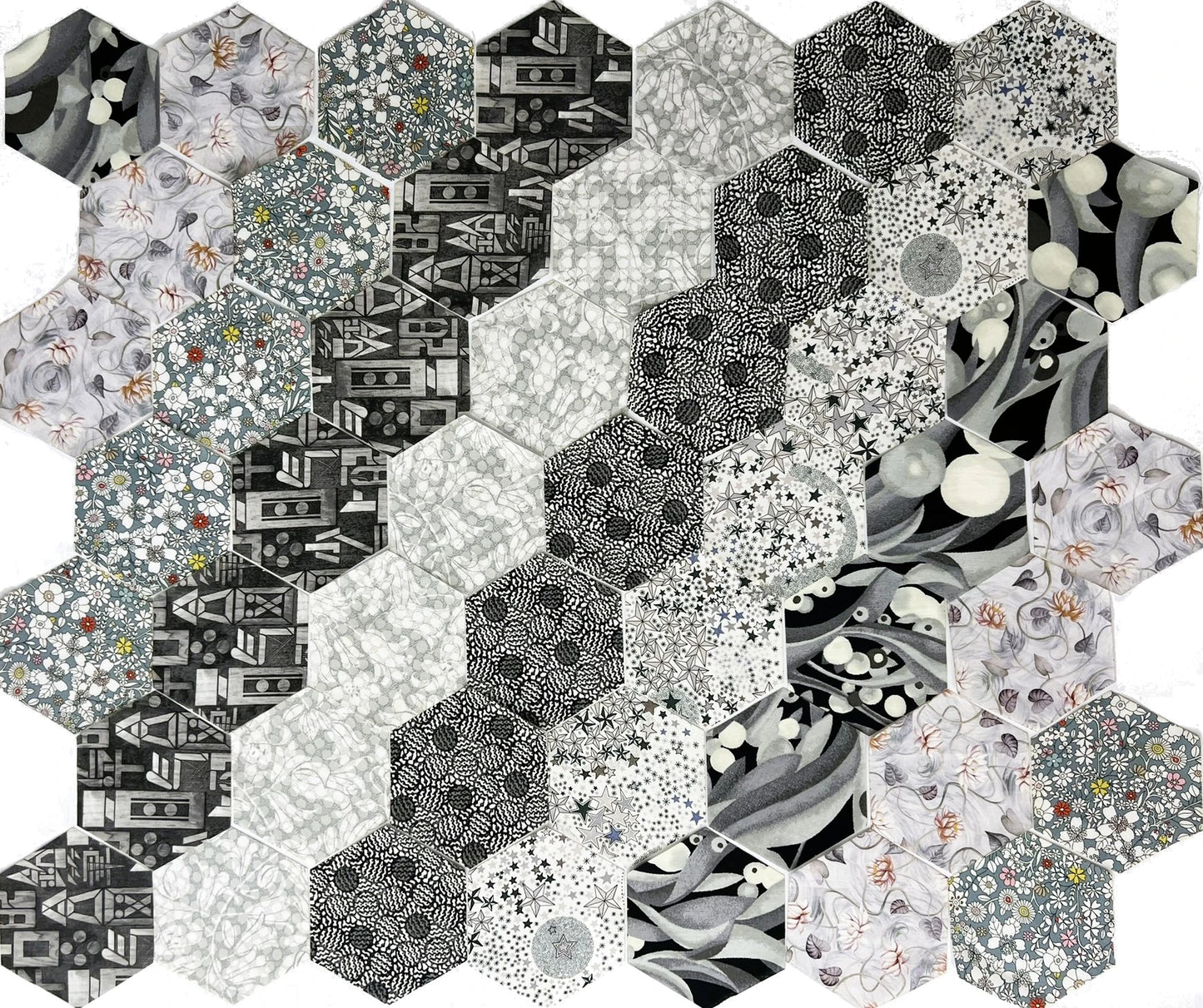 49 Liberty Lawn Paper Piecing Precut Hexagons  - Greys