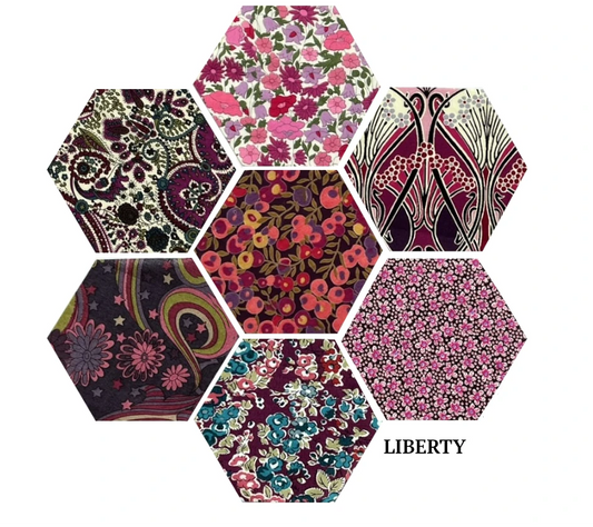 49 Liberty Lawn Paper Piecing Precut Hexagons  - Magenta
