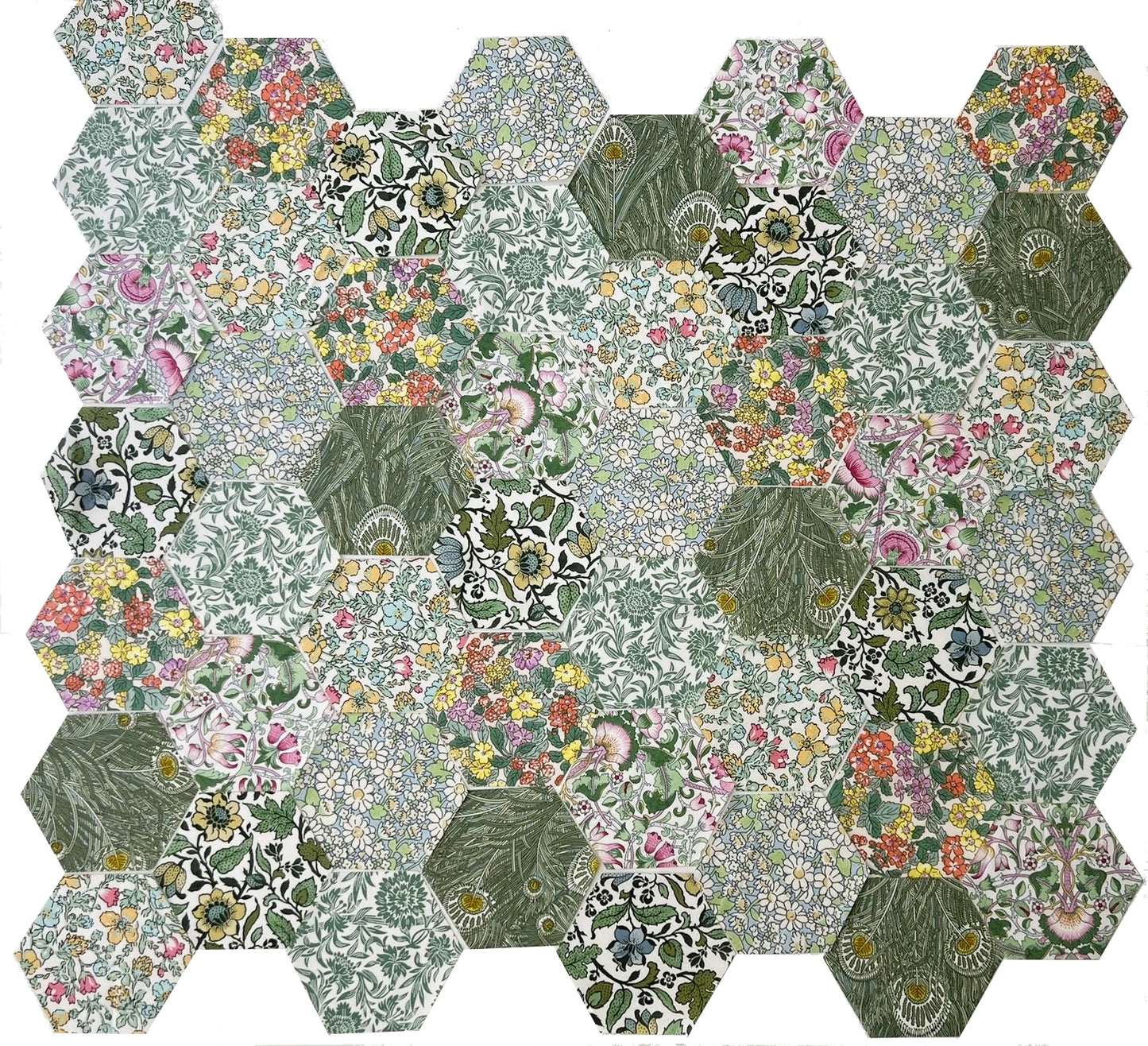 49 Liberty Lawn Paper Piecing Precut Hexagons  - Pale Green