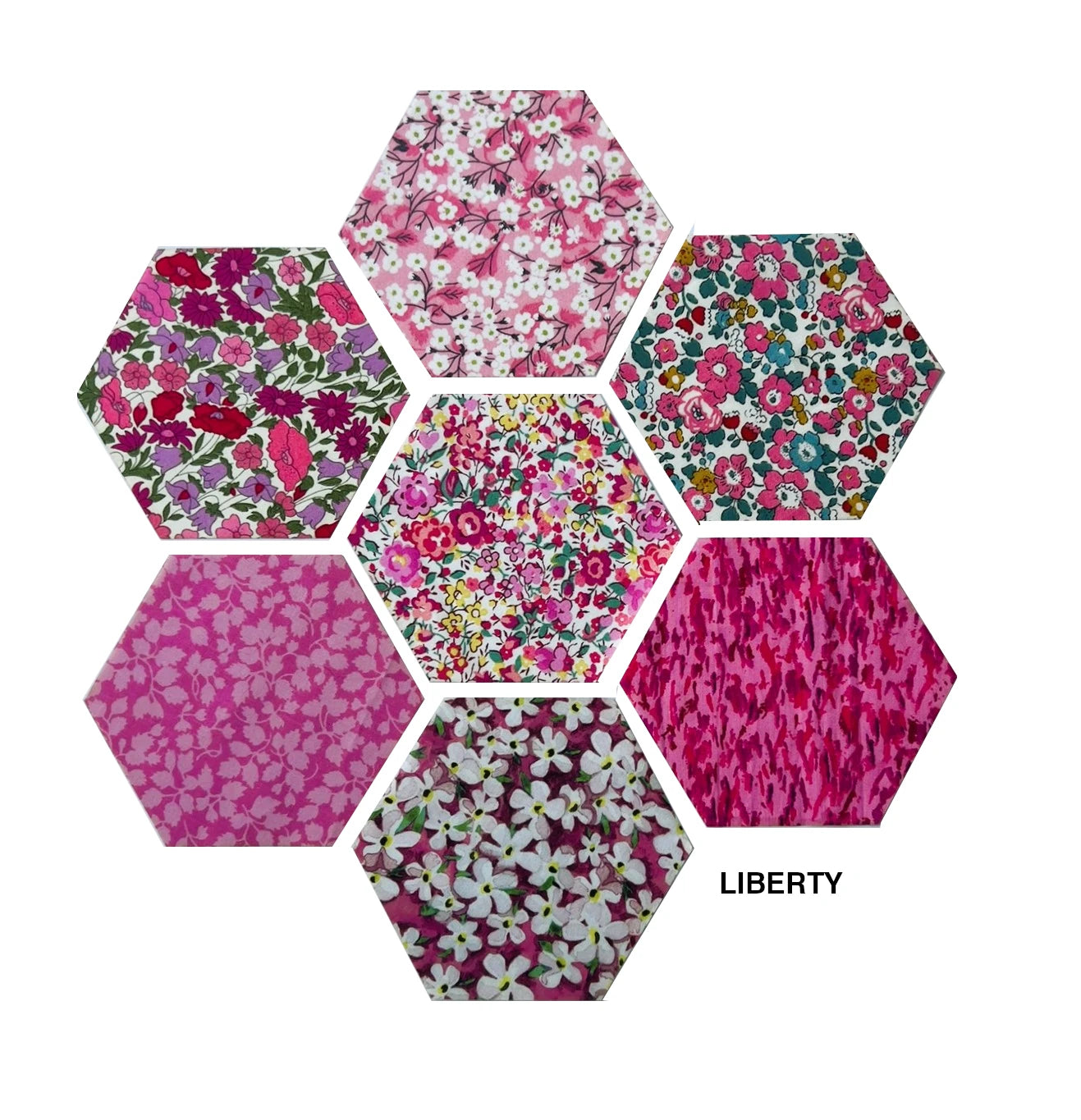 49 Liberty Lawn Paper Piecing Precut Hexagons  - Pinks