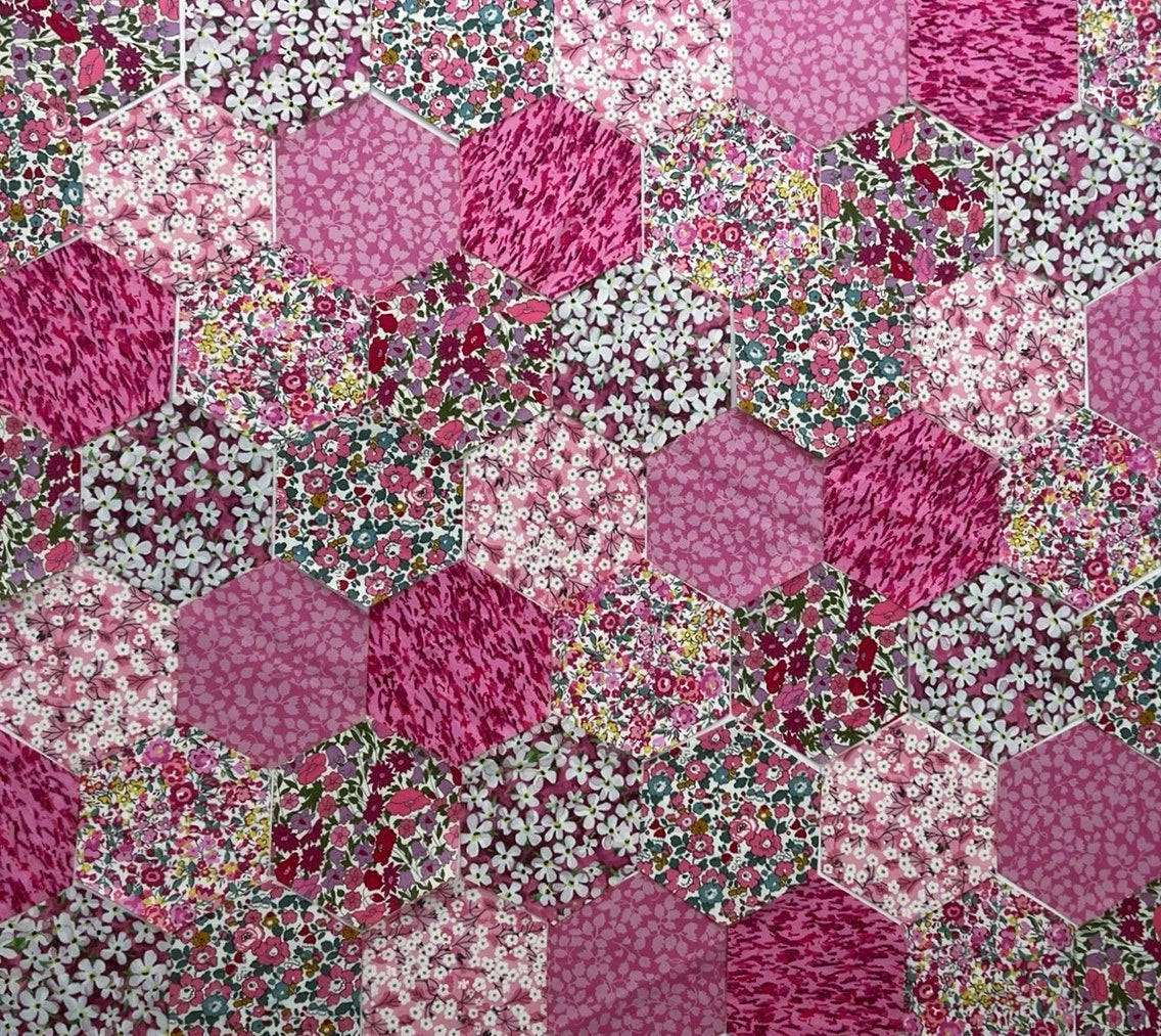 49 Liberty Lawn Paper Piecing Precut Hexagons  - Pinks