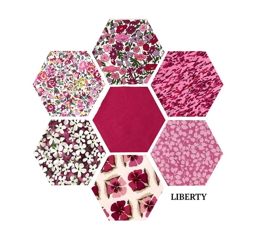 49 Liberty Lawn Paper Piecing Precut Hexagons  - Pinks