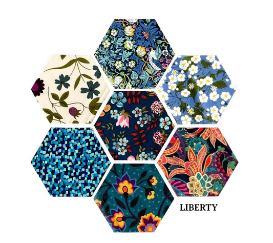49 Liberty Lawn Paper Piecing Precut Hexagons  - Teals