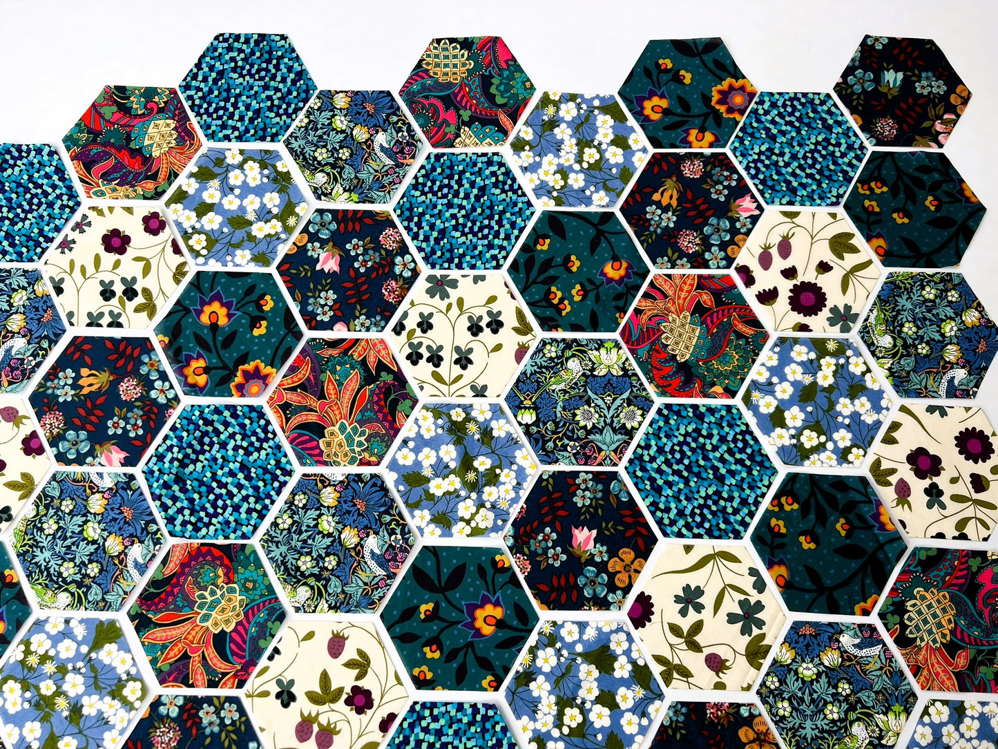 49 Liberty Lawn Paper Piecing Precut Hexagons  - Teals