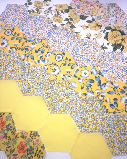 49 Liberty Lawn Paper Piecing Precut Hexagons  - Yellows