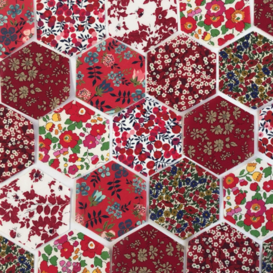 49 Liberty Lawn Paper Piecing Precut Hexagons  - Reds