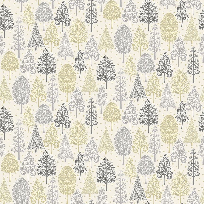 Makower Christmas Scandi Cotton Fabric  - Xmas Trees