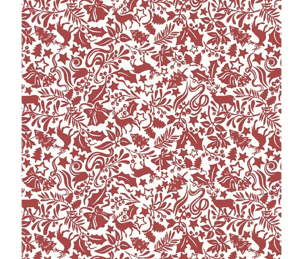 Liberty Christmas Fabric - Enchanted Forest Red Fabric