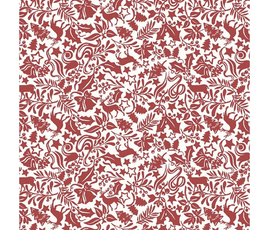 Liberty Christmas Fabric - Enchanted Forest Red Fabric