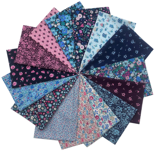 Liberty Fat Quarter Bundle Quilting Cotton - 15 Flower Show Midnight fabrics