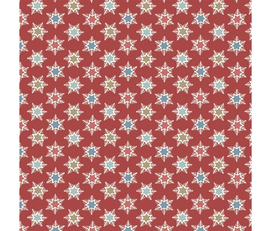 Liberty Christmas Fabric - Forest Star Red Fabric