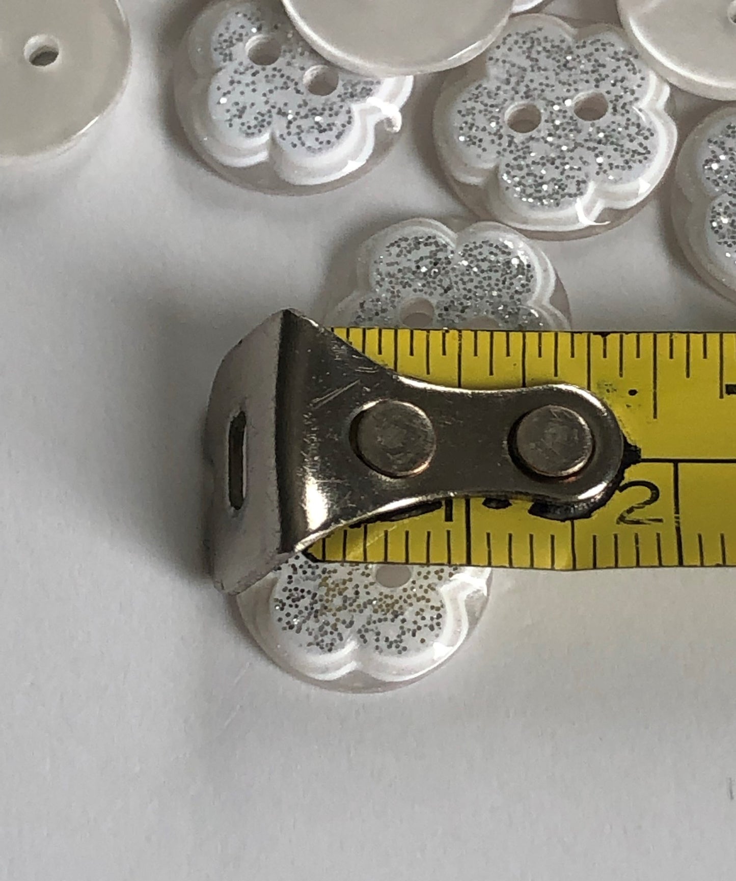 12mm Plastic Buttons - Silver Glitter