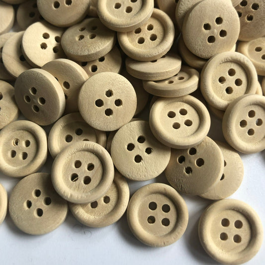 15mm Light Brown Wooden Buttons