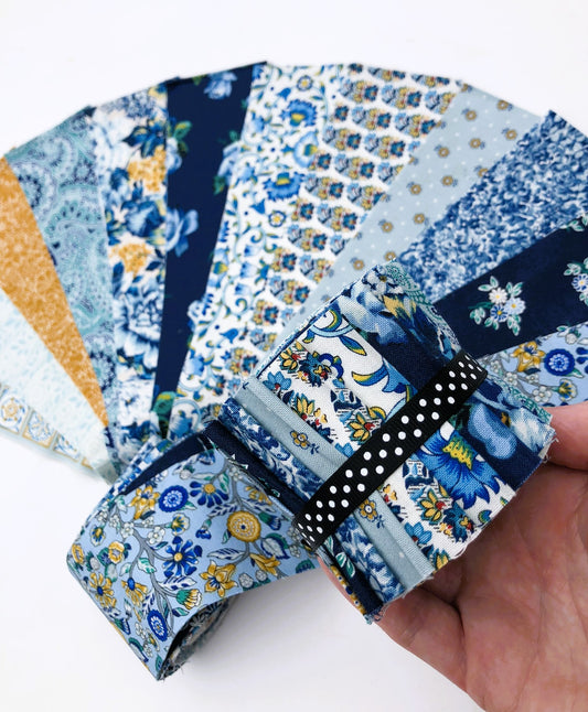 Jelly Roll Liberty quilting cotton - Emporium Collection blues